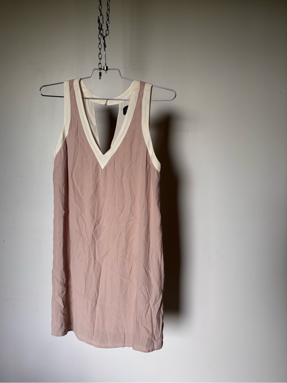 Astr Pink Sleeveless V-Neck Mini Dress Cream And Dusty Mauve